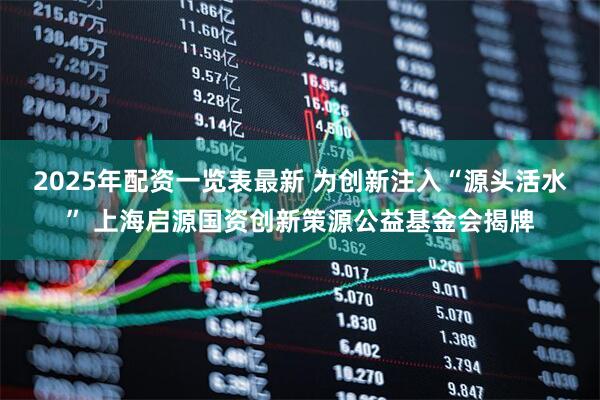 2025年配资一览表最新 为创新注入“源头活水” 上海启源国资创新策源公益基金会揭牌